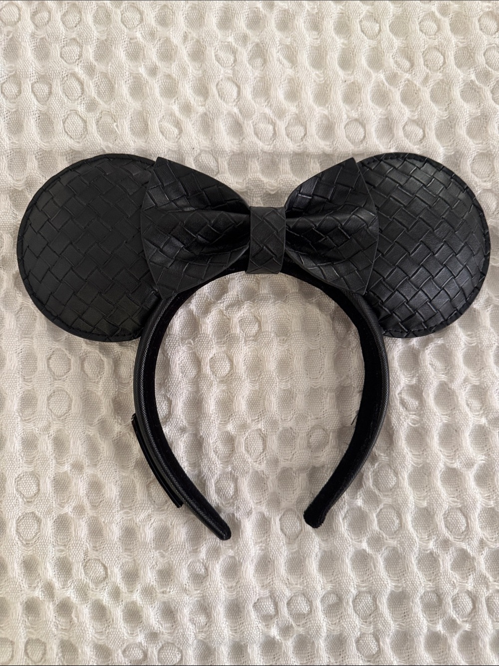 Black Woven Mickey Mouse Ear Headband with Bow